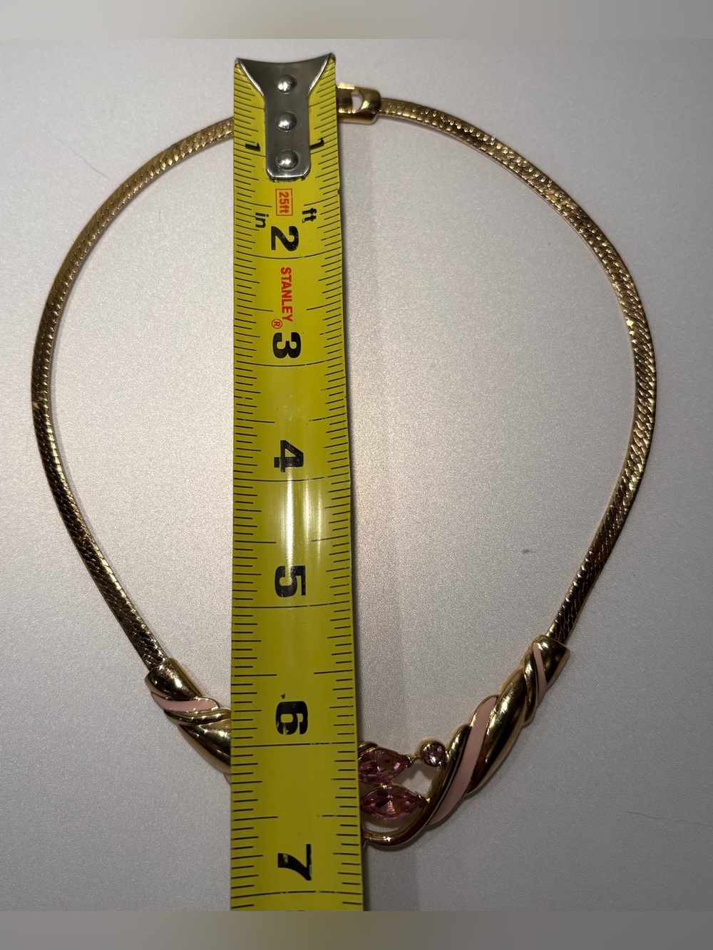 Vintage Trifari Gold-Tone Pink Rhinestone Necklace and Earrings Set - Picture 15 of 15